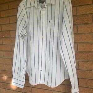 Abercrombie & Fitch White Shirt with Navy Stripes